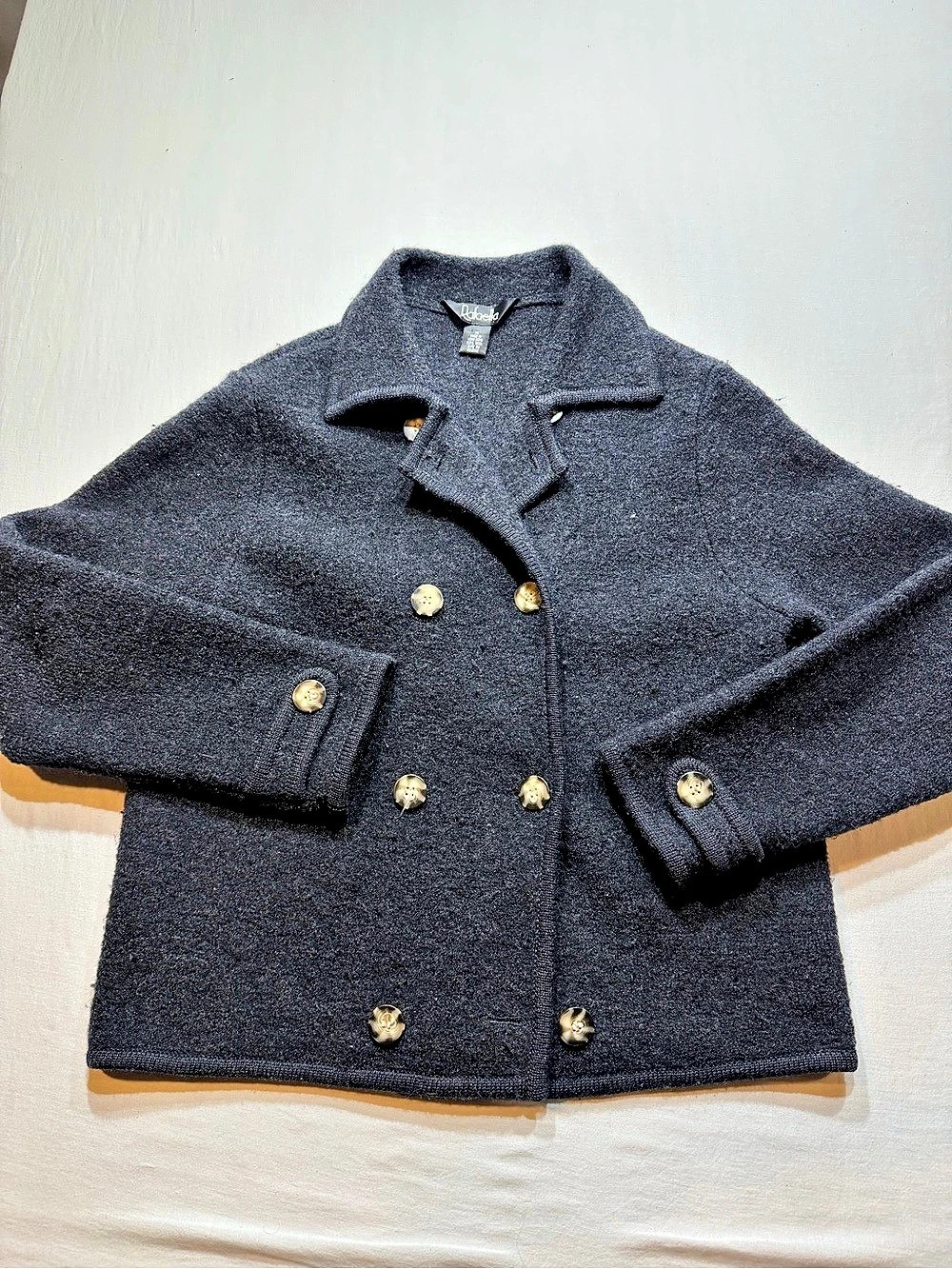 Rafaella Gray Wool button front sweater jacket Size Medium